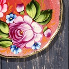Поднос жостовский персиковый авторская роспись, D - 17 см - фото 4361453