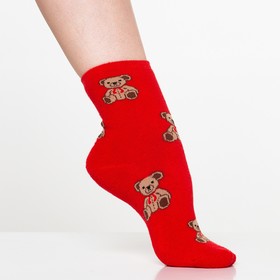 Носки детские махровые «Мишки», цвет красный, размер 16 (26-28)