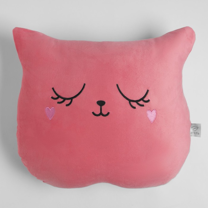 Подушка "Этель" Кошка розовая 48х38см, велюр, 100% п/э - Фото 1