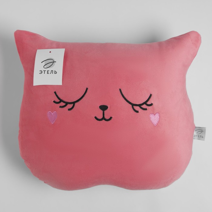 Подушка "Этель" Кошка розовая 48х38см, велюр, 100% п/э - фото 1908989760