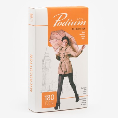Колготки женские Podium MicroCotton 180 ден, цвет чёрный (nero), размер 3