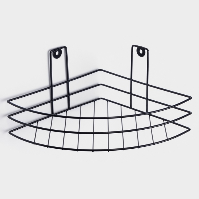 Полка угловая, 1 ярус, 20×20×10,5 см, цвет чёрный - Фото 1