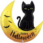 Шар фольгированный 41" «Чёрная кошка на Хеллоуин», фигура, 1 шт. - фото 2781338