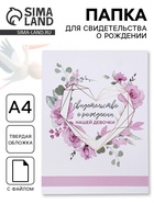 Папка для свидетельства о рождении «Девочка» 32×22.3 см - Фото 1