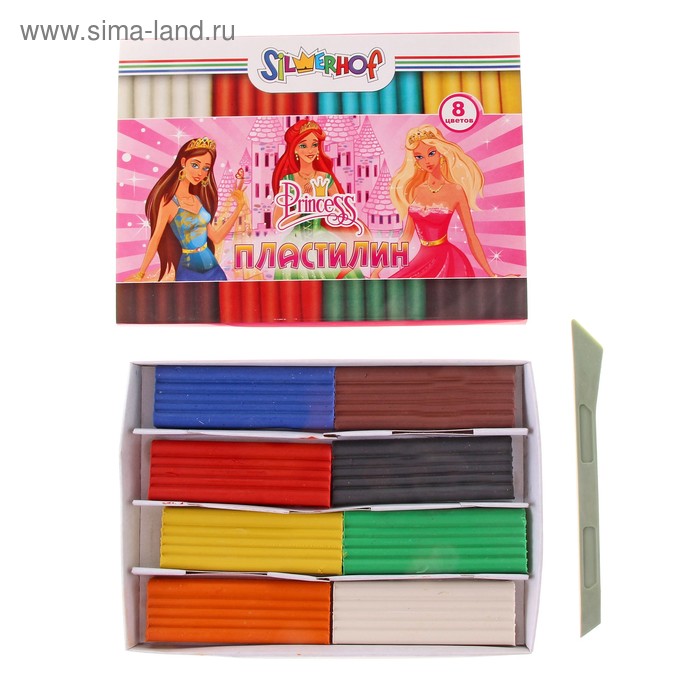Пластилин 8 цветов 160гр PRINCESS - Фото 1