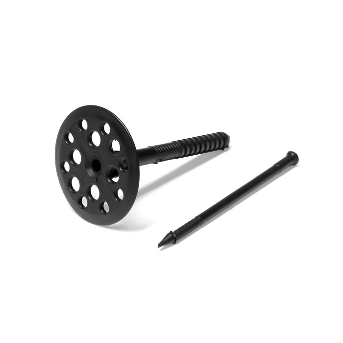 Дюбель ТУНДРА, для утеплителя, с пластиковым гвоздем, 10×100 мм, черный, 50 шт. - Фото 1