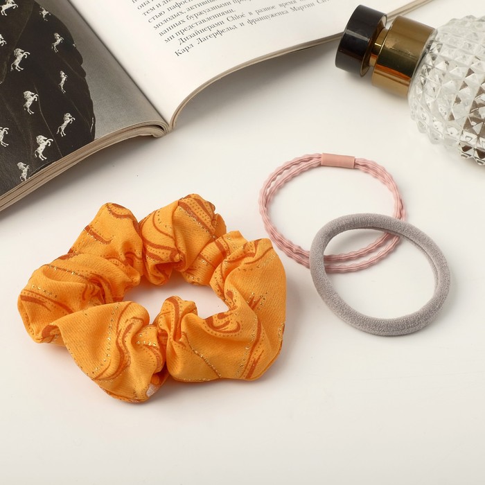 Резинки для волос QF «Эмилия», набор 3 шт., орнамент, МИКС - Фото 1