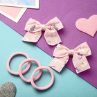 Набор для волос "Кокетка" (3 резинки, 2 зажима) бабочки, розовый 7908712