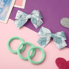 Набор для волос «Кокетка», 5 шт.: 3 резинки, 2 зажима, клетка, зелёный 7908715