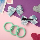 Набор для волос «Кокетка», 5 шт.: 3 резинки, 2 зажима, клетка, зелёный 7908715