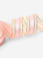 Лента декоративная, капроновая/атласная, с люрексом, 25 мм, 18±1 м, розовая - Фото 2