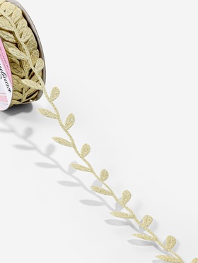 Лента фигурная «Листья», 25 мм, 9±0.5 м, цвет золотой