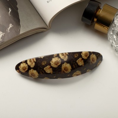 Заколка-автомат для волос «Маки», овал, 10 см