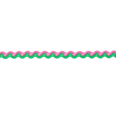 Тесьма «Змейка», ширина 0,8 см, по 50 м, цвет розово-зелёный