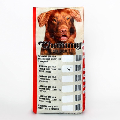 Сухой корм Chammy для собак крупных пород, мясное ассорти, 18 кг