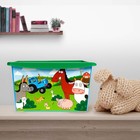 Ящик для игрушек, с крышкой, «Синий трактор», объём 30 л - фото 24740240