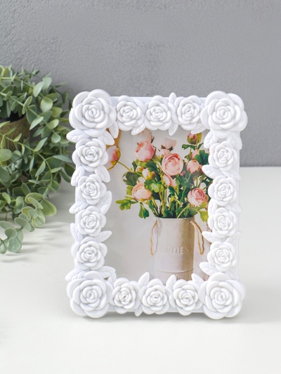 Фоторамка для фото 10×15 см «Розарий», пластик, белая, 22×17 см