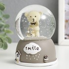 Снежный шар стеклянный «Мишка с косынкой на шее», световой, d=6.5 см 9×7×7 см, МИКС - фото 30901937