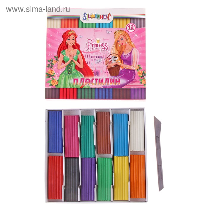 Пластилин 12 цветов 240гр PRINCESS - Фото 1