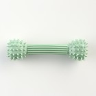 Игрушка для лакомств и сухого корма "Гантель", TPR, массажная, 14 х 4 см, зелёная - Фото 2