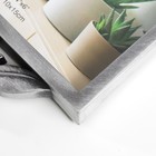 Фоторамка пластик на 3 фото 10х15 см "Роза в листьях" состаренное серебро 40х21,5 см - фото 24498246