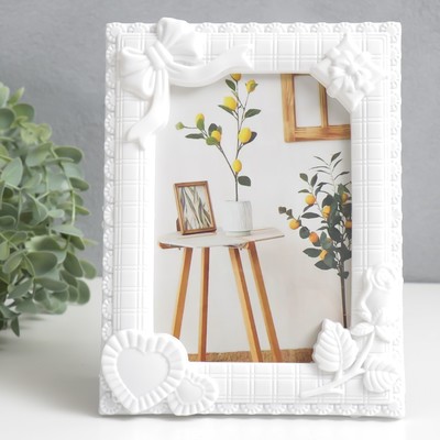 Фоторамка для фото 10×15 см «Романтика», пластик, белая, 17×22 см