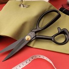 Ножницы закройные, скошенное лезвие, прорезиненные ручки, 8", 21,5 см, цвет чёрный - фото 8635604