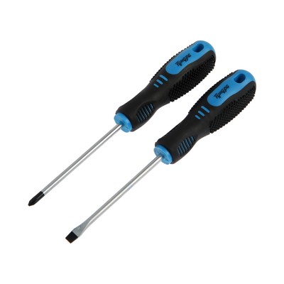 Набор отверток ТУНДРА, CrV, хром, магнит, 2К рукоятки, PH1 и SL5×100 мм, 2 шт.