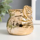 Подсвечник керамика на 1 свечу "Совёнок с ромашкой" золото 7х7х6,5 см - Фото 2