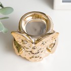 Подсвечник керамика на 1 свечу "Совёнок с ромашкой" золото 7х7х6,5 см - фото 25514075