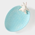 Блюдо сервировочное Доляна «Зайка», 26×19.5×10.5 см, доломит, голубой - Фото 5