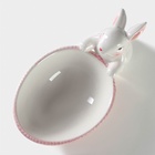 Конфетница Доляна «Зайка», 240 мл, 21.5×12.5×11.5 см, доломит, розовая - Фото 3