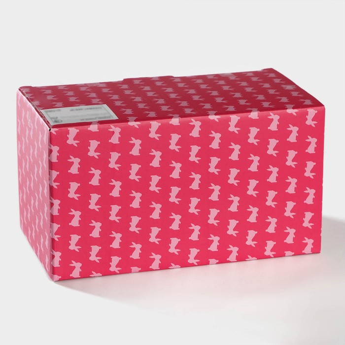 Конфетница Доляна «Зайка», 240 мл, 21,5×12,5×11,5 см, цвет розовый - фото 1906081751