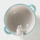 Конфетница Доляна «Зайка», 19.5×16.5×12.5 см, доломит, голубая - Фото 3