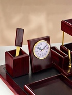 Набор настольный 5 в1 с часами, вишня - Фото 4