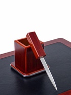 Набор настольный 7 в1 (карандашница, подставка для ручек, визитница, часы Д-009, этажерка, нож, подставка) - Фото 7