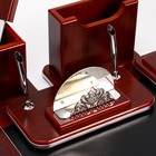 Набор настольный 7 в 1 (карандашница, подставка для ручек, визитница, часы Д-010, этажерка, нож) - Фото 4