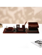 Набор настольный 7 в 1 (карандашница, подставка для ручек, визитница, часы Д-010, этажерка, нож) - Фото 8