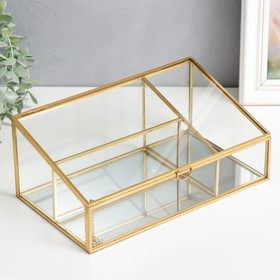 Шкатулка стекло с металлическим каркасом 'Прозрачность' золото 10х14,5х25 см