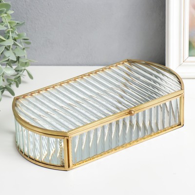 Шкатулка для украшений «Волны», стекло с металлическим каркасом под золото, 5.5×13.5×24.5 см