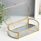 Шкатулка стекло с металлическим каркасом "Волны" золото 5,5х13,5х24,5 см 7937229