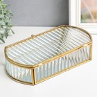 Шкатулка стекло с металлическим каркасом "Волны" золото 5,5х13,5х24,5 см 7937229