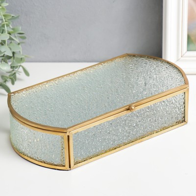 Стеклянная шкатулка для украшений «Капли на окне», с металлическим каркасом под золото, 5.5×12.5×24.5 см