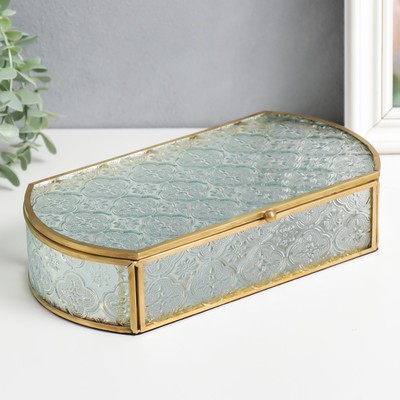 Шкатулка для украшений «Узорная», стекло с металлическим каркасом, золото, 5.5×13.5×24.5 см