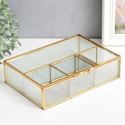 Шкатулка для украшений «Квадратики», органайзер для мелочей, стекло, 6×16.5×23 см