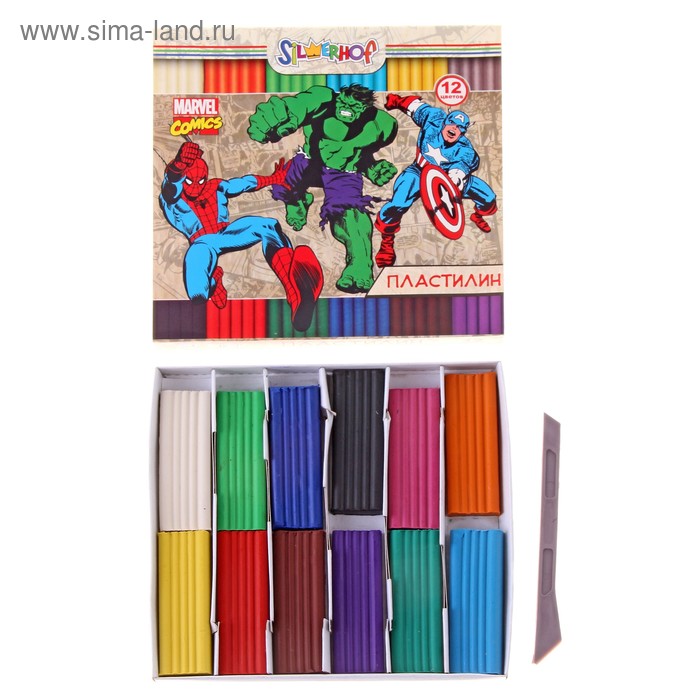 Пластилин 12 цветов 240гр MARVEL COMICS - Фото 1