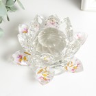 Сувенир стекло "Лотос прозрачный, на лепестках лотосы" 7х13,5х13,5 см - фото 21771079