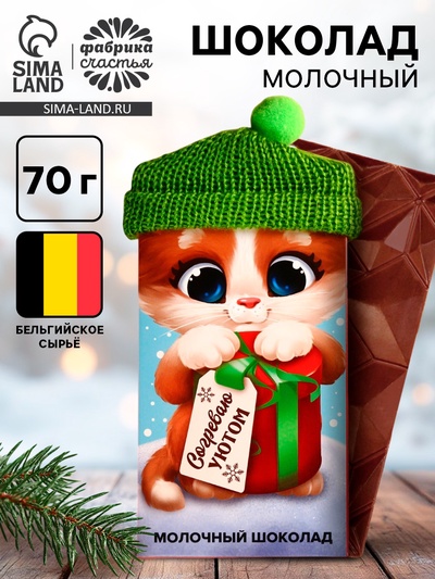 Шоколад новогодний молочный «Согревают уютом», 70 г.