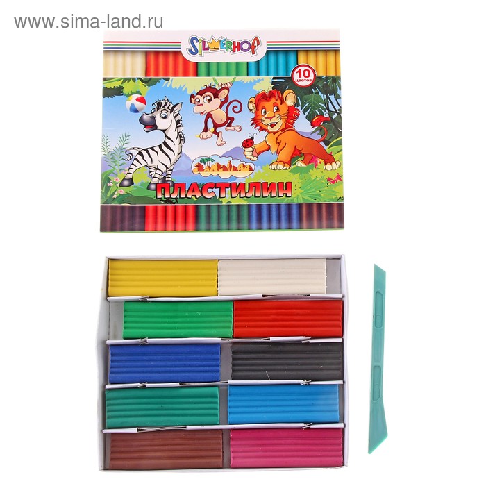 Пластилин 10 цветов 200гр ZANZIBAR - Фото 1