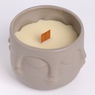 Свеча из соевого воска в кашпо "Лица", 12х9 см, серый - Фото 4
